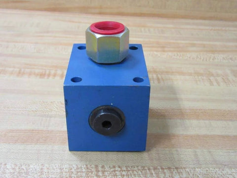 Bosch Rexroth R900978977 AF6EA40Z250V hydraulic valve with black push and turn button, 1/2" and 1/4" NPT ports, blue housing