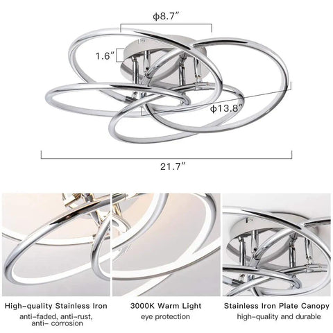 LED Flush Mount Ceiling Light Black Modern Close To Ceiling Fixture Dimmable 3000K To 6000K Ideal For Hallways Entryways Dining Rooms Small Studies And More showing dimensions and stainless iron features