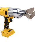 Luocute Brushless Cordless Electric Metal Shears With 400Nm Torque And 360 Rotating Head shown with durable Crv blades for cutting metal.