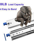 Heavy Duty 22 Inch Drawer Slides Pair With Full Extension 500 Pound Capacity Side Mount Ball Bearing Rails With Lock Screws Included Zinc Plated Steel Quiet Operation, 500LB load capacity