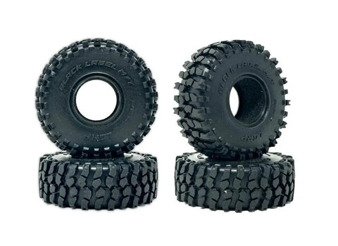 Black Label M/T 63mm by 21mm RC Tires for 1/24 Crawlers Fits Axial SCX24 RGT Element Enduro URUAV 4 Tires Pack