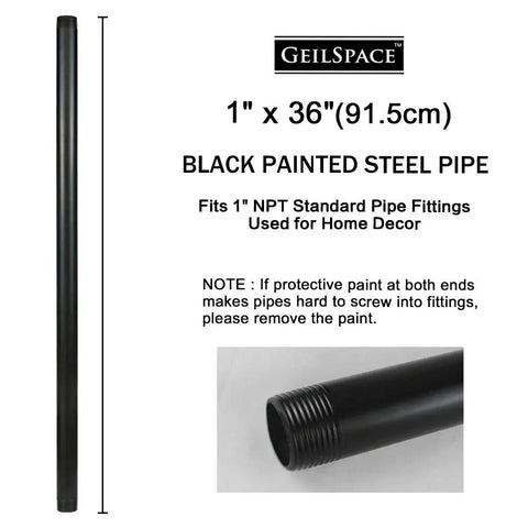 Industrial Black 1 Inch Steel Pipe Set 36 Inches Long 4 Pack For DIY Shelving And Home Decor Pre Cut Black Pipe Hardware