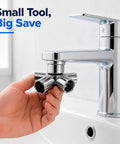 Badass 10 In 1 Heavy Duty Metal Faucet Aerator Removal Tool And Multi Size Aerator Key For M165 M185 M215 M22 M24 M28 Hidden Recessed Housing Offers Hella Smooth Kitchen Bathroom Plumbing Repair in hand on faucet.
