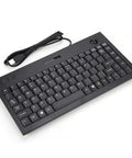 Heavy Duty Wired USB Keyboard With Eighty Eight Keys Dead Silent Business Keypad For Quick Data Entry Or Chill Gaming Sessions Bulletproof Design Plug And Play Ready from a top angle with USB cable.