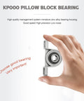 Hand holding 4 Pack 10mm Pillow Block Bearings With 0.39 Inch Bore Self Aligning Mounted Block Bearing Set Screw Lock
