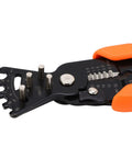 Multi Function Wire Splitting Stripper Pliers with Built In Wrench and Multi Angle Wire Bender, close-up of chrome steel pliers