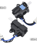 Side-A and side-B washer door lock switch assembly replacement 5304511338 for Frigidaire, black plastic with wire connector