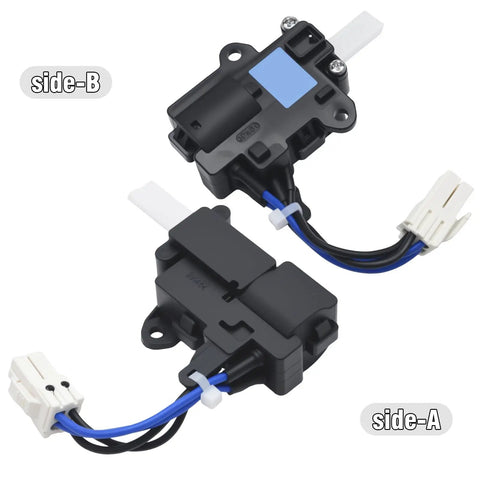 Side-A and side-B washer door lock switch assembly replacement 5304511338 for Frigidaire, black plastic with wire connector