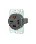50 Amp 250V NEMA 15 50R Flush Straight Blade Receptacle Black With Heavy Duty Double Wide Contacts Thermoplastic Polyester