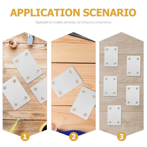 Beefy Flat Corner Brackets Set For Easy Connection And Secure Fastening Stainless Steel Mending Plates on wood surfaces