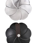 Steel Rondels Besagews For Medieval Armor 14 Cm Round Shield Discs With Brown Leather Straps, front and back view