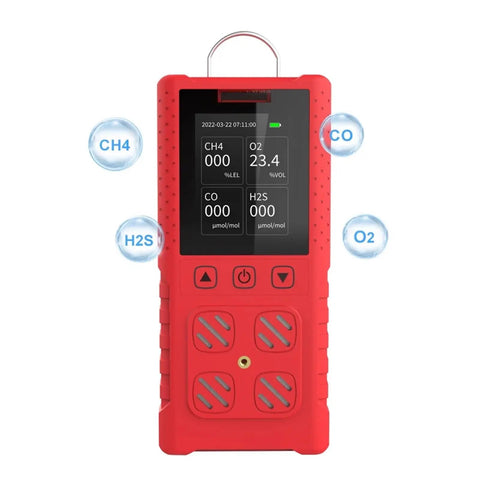 4 In 1 Gas Detector With O2, H2S, CO, And LEL Sensing, Heavy Duty Multi Gas Meter for Worksite Safety, waterproof, and dustproof