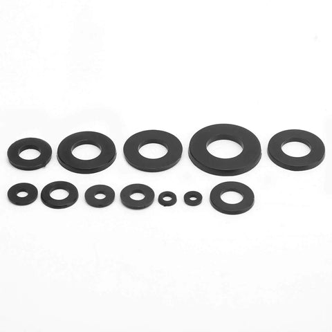 Ultimate Nylon Flat Washers Assortment Kit 500 Pieces For Metric Screws And Bolts M2 To M10 With Insulating Nylon Gaskets And Tough Pro Grade Storage Box Great For DIY Projects And Heavy Use In Shop Or Home Garage. Black nylon flat washers in multiple sizes