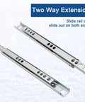 Kickass Heavy Duty Dual Direction 8.4 Inch Drawer Slides With Butter Smooth Glides Zinc Plated Steel for tight cabinet fits.
