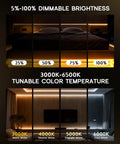 32.8Ft LED Strip Lights 110 To 120V Dope Dimmable Silicone Neon Rope Lights showing brightness and color temperature settings