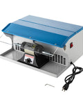Pro Level Jewelry Bench Polisher Featuring A Beefy 200 Watt Motor Cranking 10000 Rpm With Foolproof Speed Lever Integrated Dust Catcher And Bright LED Lamp For Metal Wood Crafting Hustles And Shop Tasks, tabletop design with clear cover.