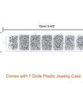 1500 Piece Silver Jump Ring Set With Lobster Clasps And Jewelry Pliers For DIY Jewelry Making Supplies Findings And Necklace Repair Beading Kit For Crafters, shown in 7-grid plastic case.