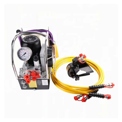 Rock Solid Heavy Duty Hydraulic Torque Wrench Built From Premium Alloy Steel Delivering Knockout 4332 Nm Output Via 1 Inch Square Drive With Plus Minus 3 Percent Precision And Freely Swiveling Hose For Quick Job Site Tasks with pressure gauge and yellow hoses.