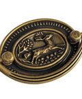 4-Pack Vintage Style Antique Brass Deer Pattern Bail Drawer Pulls, 2-Inch Center-To-Center, Oval Plate 51mm, close-up view