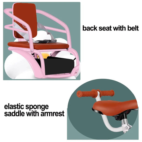 Three Wheel Cruiser Tricycle With Rear Passenger Seat And Backrest, Pneumatic Tire Spoke Wheel, Pedals And Single Brake