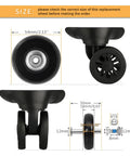 8 Piece Luggage Replacement Wheel Set With Rubber Swivel Casters And Ball Bearings, 2.13 by 0.55 Inch 54x14mm Wheels