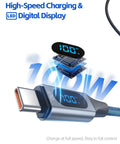 100W USB C Cable With LED Display For DJI Drones And Action Cameras Nylon Braided Type C Fast Charging Cord 3.3 Foot Must Have