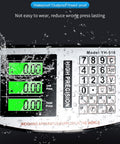 Heavy Duty Digital Floor Scale With Rock Solid Platform Dead Nuts Accurate Readings Up To Eight Hundred Eighty Pounds Fold Away Design Plug And Play LCD Screen for Shipping Luggage or Local Biz Use, showing waterproof interface.