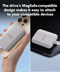 ES5 Magnetic External SSD 1TB Ultra Fast 2000 MB Per Second Read And Write, MagSafe Compatible USB C attached to phone and laptop