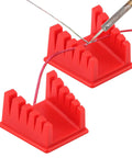 Magnetic Helping Hands Soldering Station With Five Slot Wire Holder Clamp Pro Grade Third Hand Soldering Iron Stand in red, holding wires.
