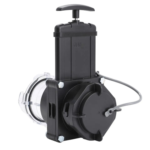 3 Inch RV Twist-On Waste Valve With Built-In Clear Adapter and UV-Resistant Black Tank Valve Cap with Lanyard, side view