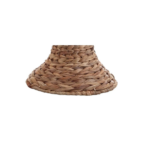 Natural Woven Water Hyacinth Table Lamp 31 Inch for Living Room Coastal Farmhouse Urn Base with Gray Linen Drum Shade LED Bulb