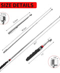 Two Pack Telescoping Magnetic Pick Up Tools for Auto, Home and Garage, size details with 2 lb and 20 lb magnets