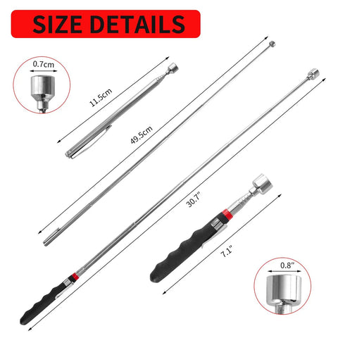 Two Pack Telescoping Magnetic Pick Up Tools for Auto, Home and Garage, size details with 2 lb and 20 lb magnets