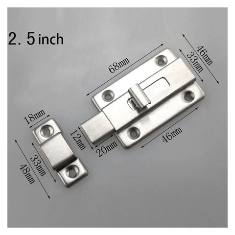 Heavy Duty Stainless Steel Sliding Door Barrel Bolt Spring Latch Gate Lock measuring 2.5 inches for garden fence use.
