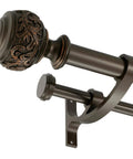 1 Inch Double Curtain Rod Telescoping Set For Windows 72 To 144 Inches, Classic Ball Finials, Antique Bronze Finish