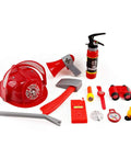 Kid Friendly Firefighter Dress Up Costume Set With 13 Pieces Pretend Play Gear Including Helmet Extinguisher Walkie Talkie Bullhorn Axe Pry Bar Badge And More For Boys And Girls