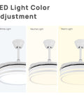 LED light color adjustment for Retractable 36 Inch Ceiling Fan With Lights Remote Control Industrial Style Fan With Dimmable 3 Color