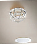Built Tough Four Piece Fire Sprinkler Head Guards Featuring Hella Secure Tamper Proof Mesh Shields Impact Resistant Sensor Caps For Home Safety And Quick Snap Install Hooks mounted on ceiling.