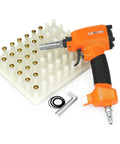 Pneumatic Decorative Nailer For Upholstery Tack Gun with tacks and tools, orange handle, ideal for vintage furniture; 7/16 inch head