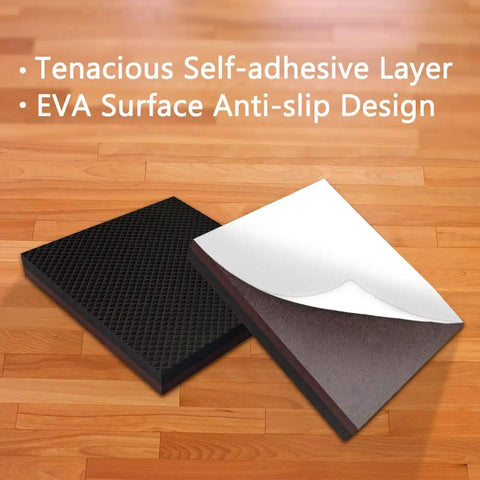 Grippy Non Slip Furniture Pads 12 Pack 4 Inch Self Adhesive Rubber Feet showing adhesive layer and anti-slip surface on wood floor