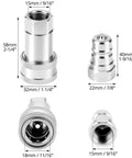 QWORK hydraulic quick-connect couplers, front/side views, set of 2, 3/8 NPT and 3/8 ISO, hardened steel with dust caps
