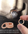 20 Pack 14mm Copper Oil Drain Plug Gasket Seals shown near engine drain plug for leakproof performance