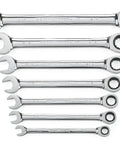 7 Piece 12 Point Ratcheting SAE Wrench Set With 5 Degree Quick Ratchet Off Corner Box End For Easy Grip And Less Rounding Heavy Duty