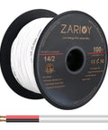 100 Feet 14 Gauge 2 Conductor Red Black Speaker Wire With Fire Resistant White Jacket CL2 Rated In Wall Use on spool