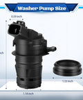 Windshield Washer Pump For Toyota Lexus Mazda Honda Scion Replaces OEM 85330-60190 with dimensions and rubber grommet included