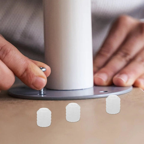 DIY assembly using 150 Pcs Plastic Dowel Inserts for Cabinet Doors with white hinge dowels on a surface