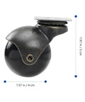 Heavy Built Swivel Plate Caster Wheels 2 Inch 4 Pack Smooth As Butter Roller Casters close-up of black ball and metal plate.