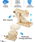 6 In 1 STEM Kit For Kids Ages 6-13, Hands-On Science Building Projects, 3D Wooden Puzzles And Crafts with ball seesaw and hydraulic platform