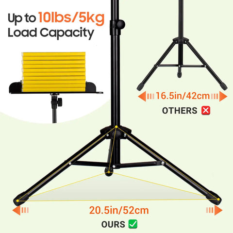 Adjustable Height Metal Sheet Music Stand Featuring Roomy Recording Tray And Portable Carry Bag Built Tough For Road Ready Artists Seeking Zero Fuss Performance