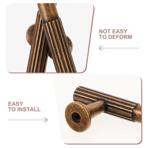 Detailed view of Retro Style Cabinet Handles, 2 Pack Zinc Alloy Pulls in Antique Bronze Finish, showing texture and mounting ease.
